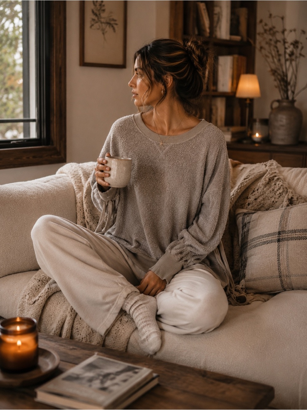 Aerie Cozy Tan Brown Inside Out Sweater SZ S So Soft!